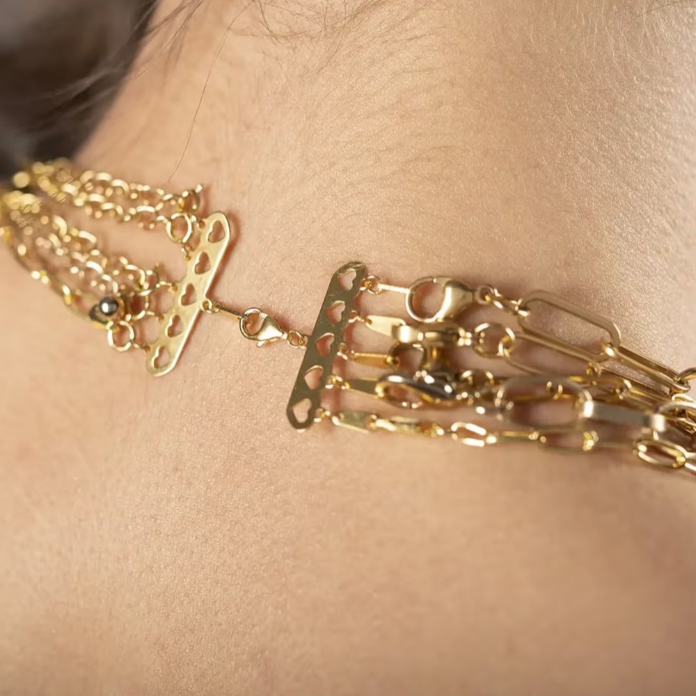 Stainless steel 5 row layering lock for necklace